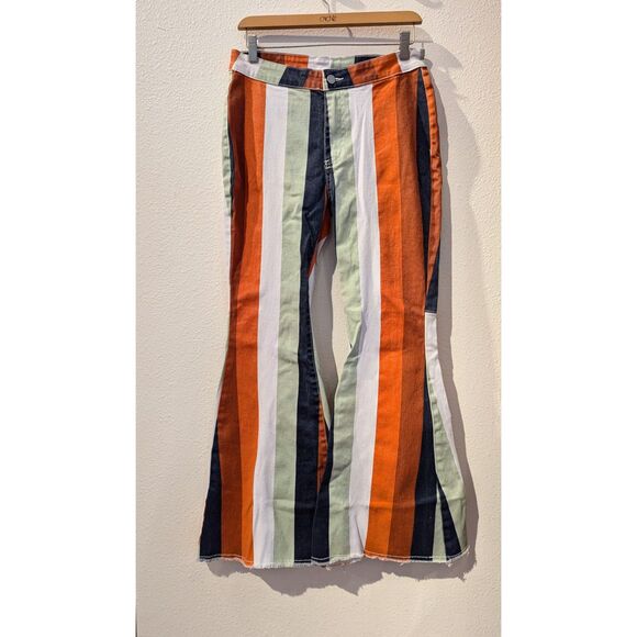 70's style bell bottom multicolor jeans. - Picture 1 of 8